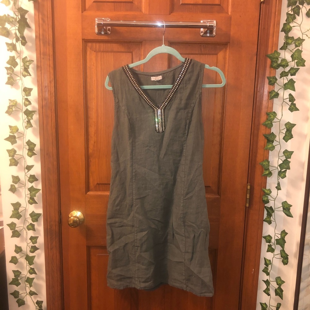 Green dress with beading